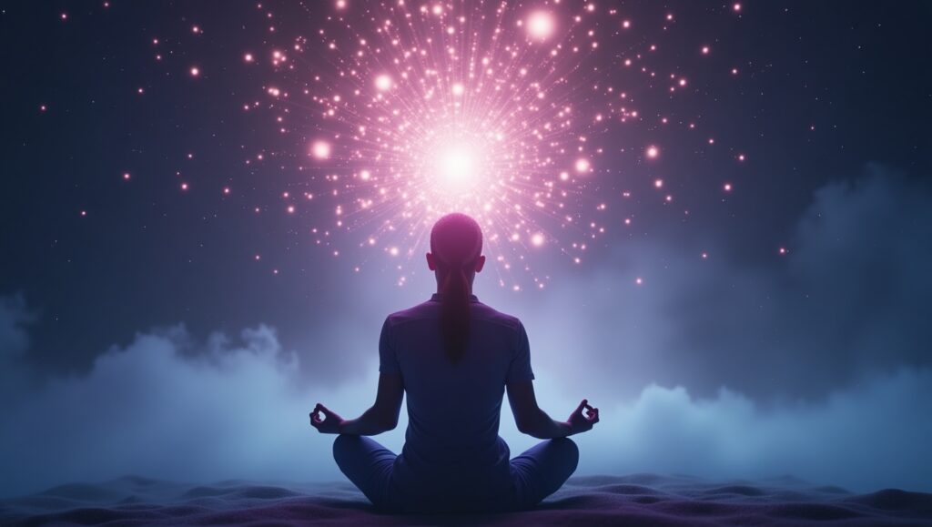 A girl doing meditation for Manifesting Abundance